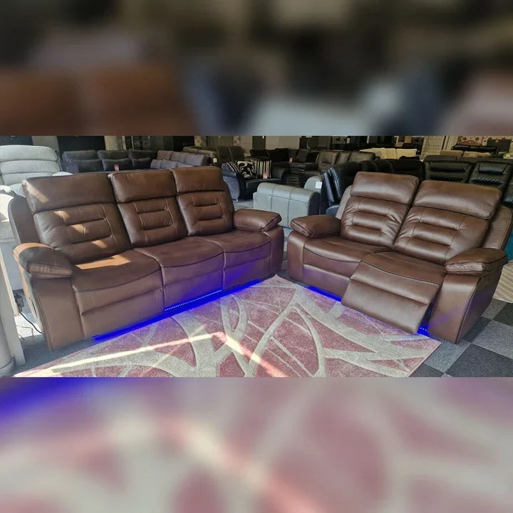Hafsa Music Electric Recliners. Grey 3 + 2 Sofa Set , USB, LED, Bluetooth.