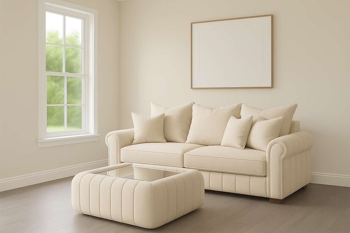 Lilly Cream 3 Seater Sofa with Matching Coffee Table – Luxury Modern Living Room Furniture UK