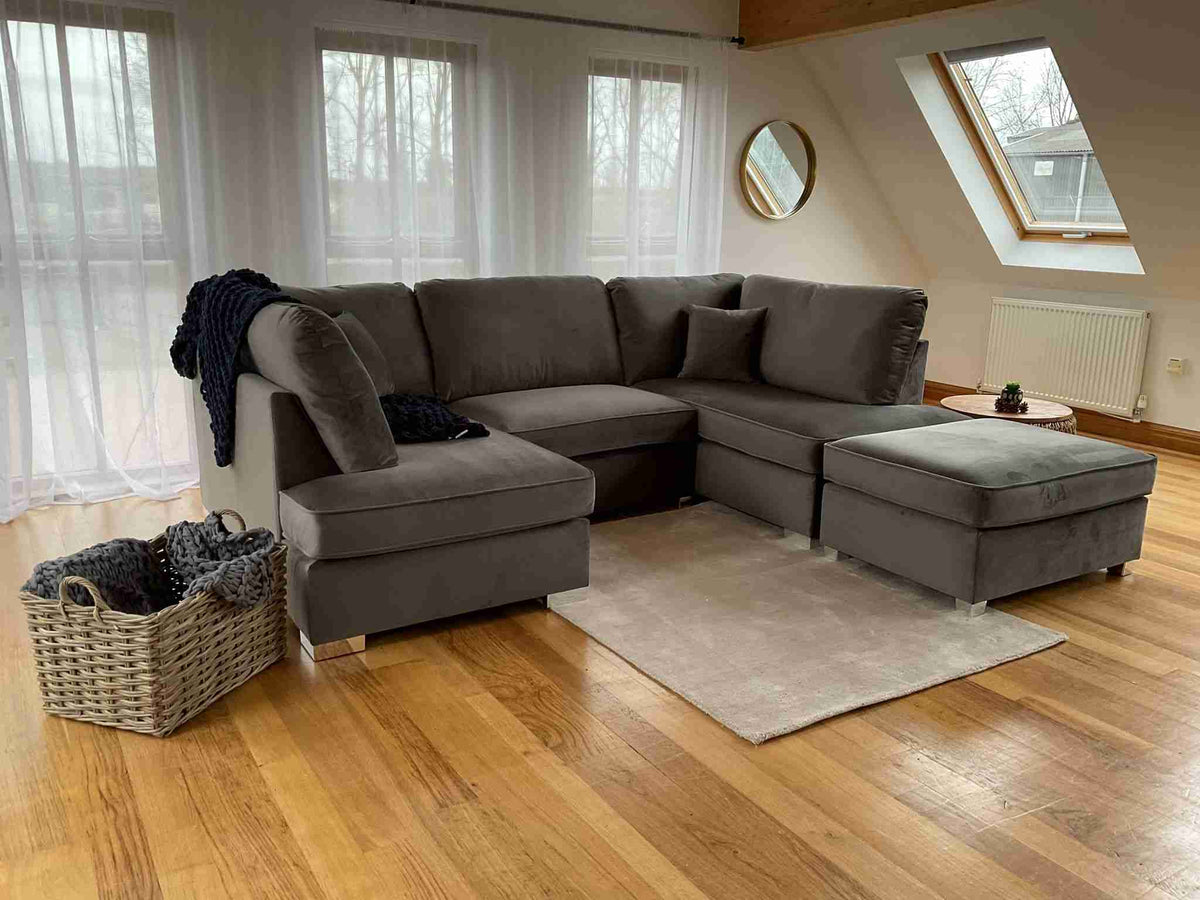 Carnaby Cinema U Shape Corner Sofa Grey | Large Family Sofa UK