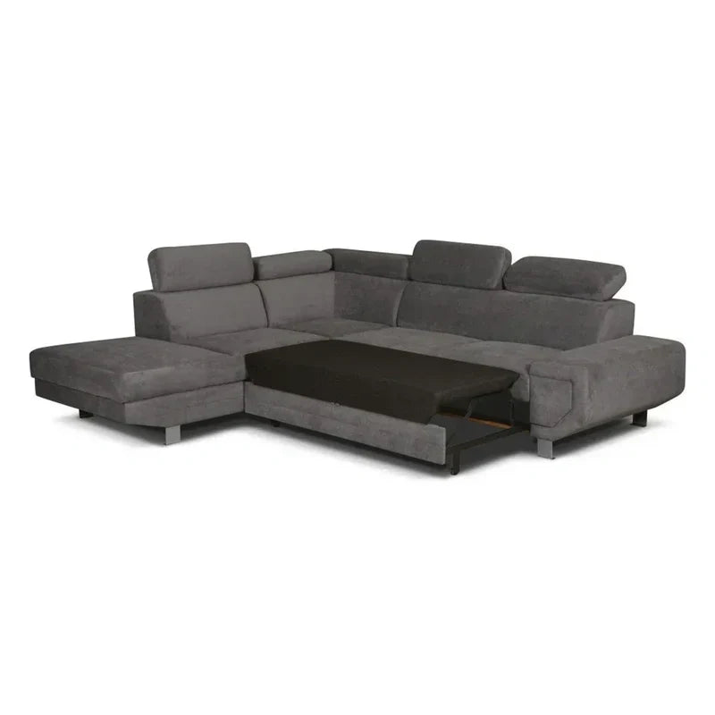 Artic Left Hand Facing Corner Sofa Bed With Storage Box - Grey