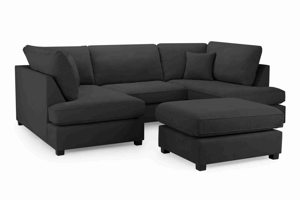 Black U Shape Sofa UK – Carnaby Cinema Large Family Corner Sofa for Modern Living Rooms