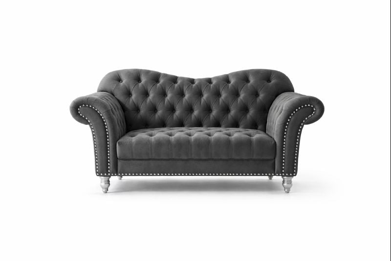 Elegance Chesterfield 3+2 Sofa Set UK | Luxury Grey Velvet Sofa Suite