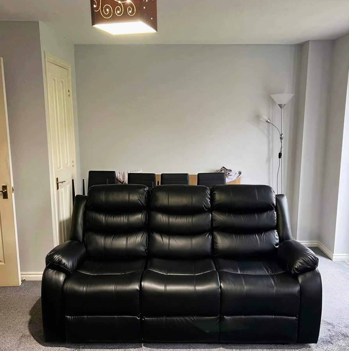 Harald Luxury Recliner Sofa UK – 3 Seater Leather Sofa | Black Brown Grey