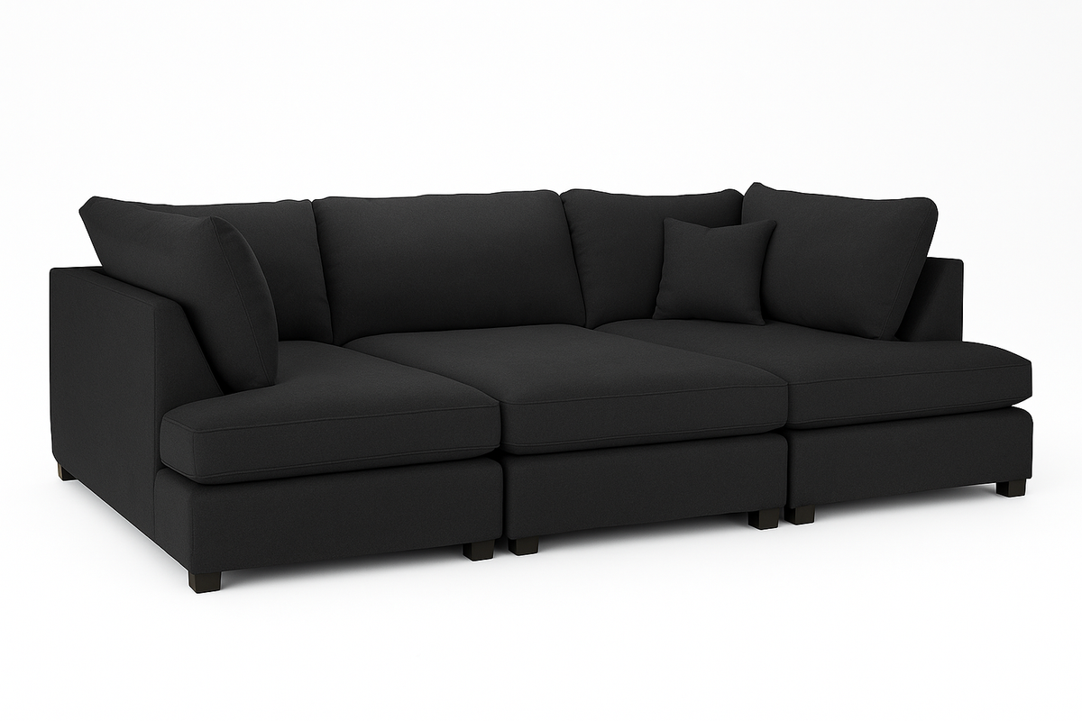 Luxury Black U Shape Sofa UK – Carnaby Large Cinema Corner Sofa