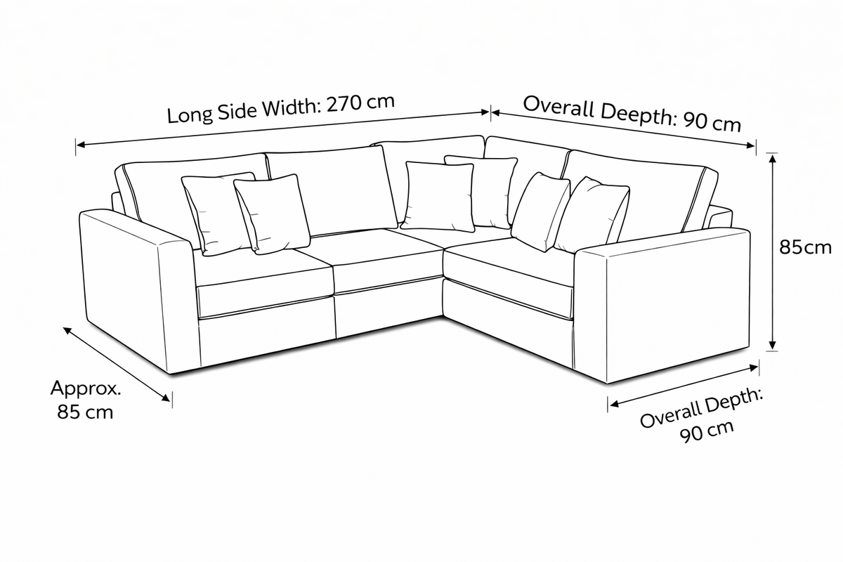 Luxury 5 Seater L-Shaped Corner Sofa in Cream Fabric