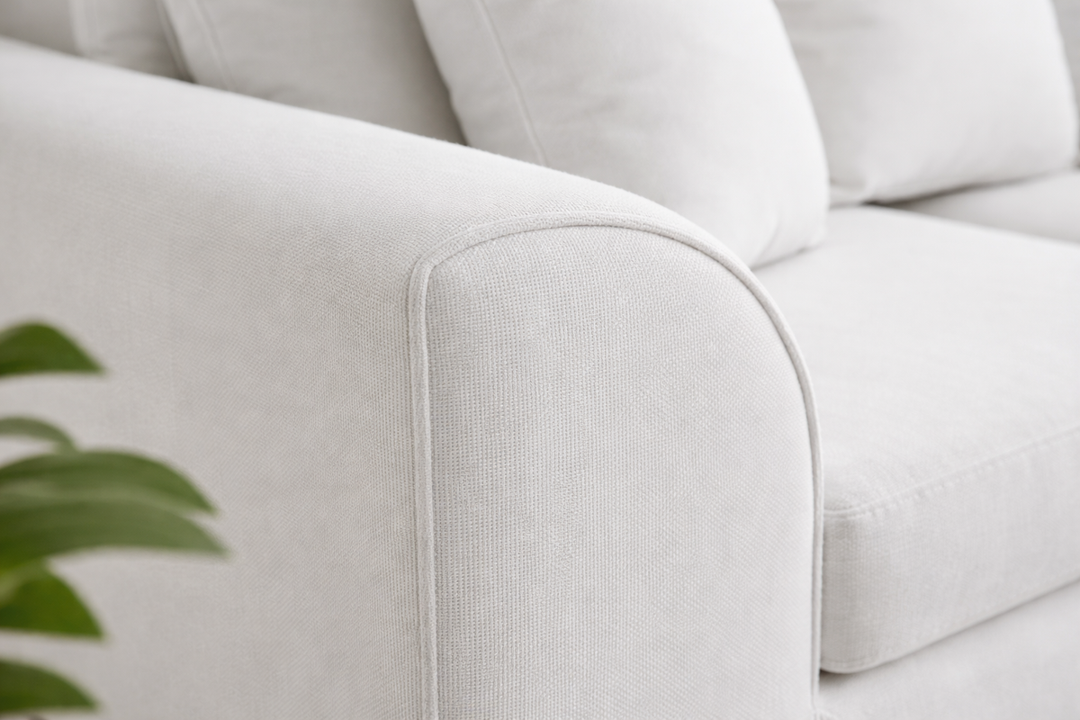 Dylon 3+2 Seater Sofa Set in Off-White with Footstool – Modern Luxury Fabric Living Room Suite