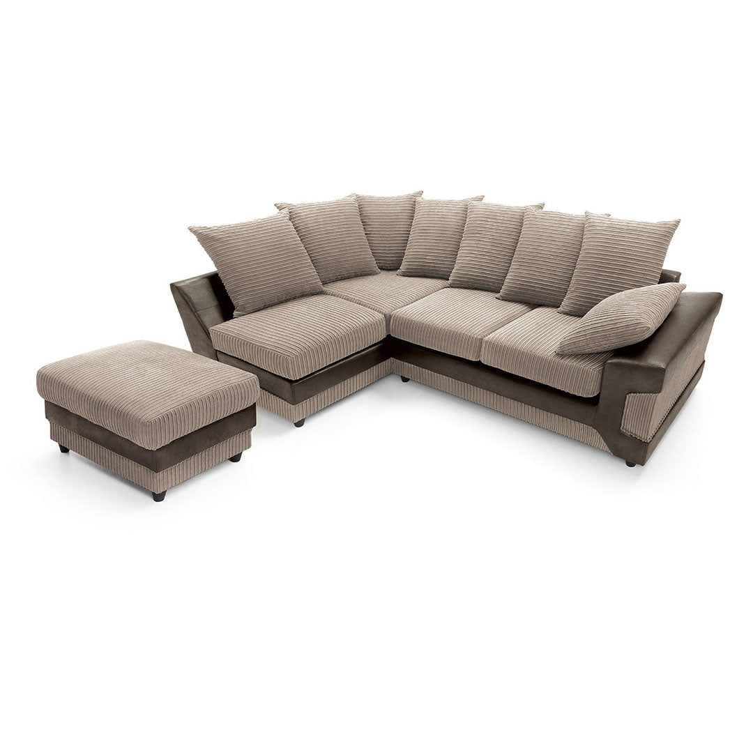 Amazing Sofas NEW LARGE DINO CORNER SOFA JUMBO CORD BEIGE BROWN LEFT OR RIGHT () LTD