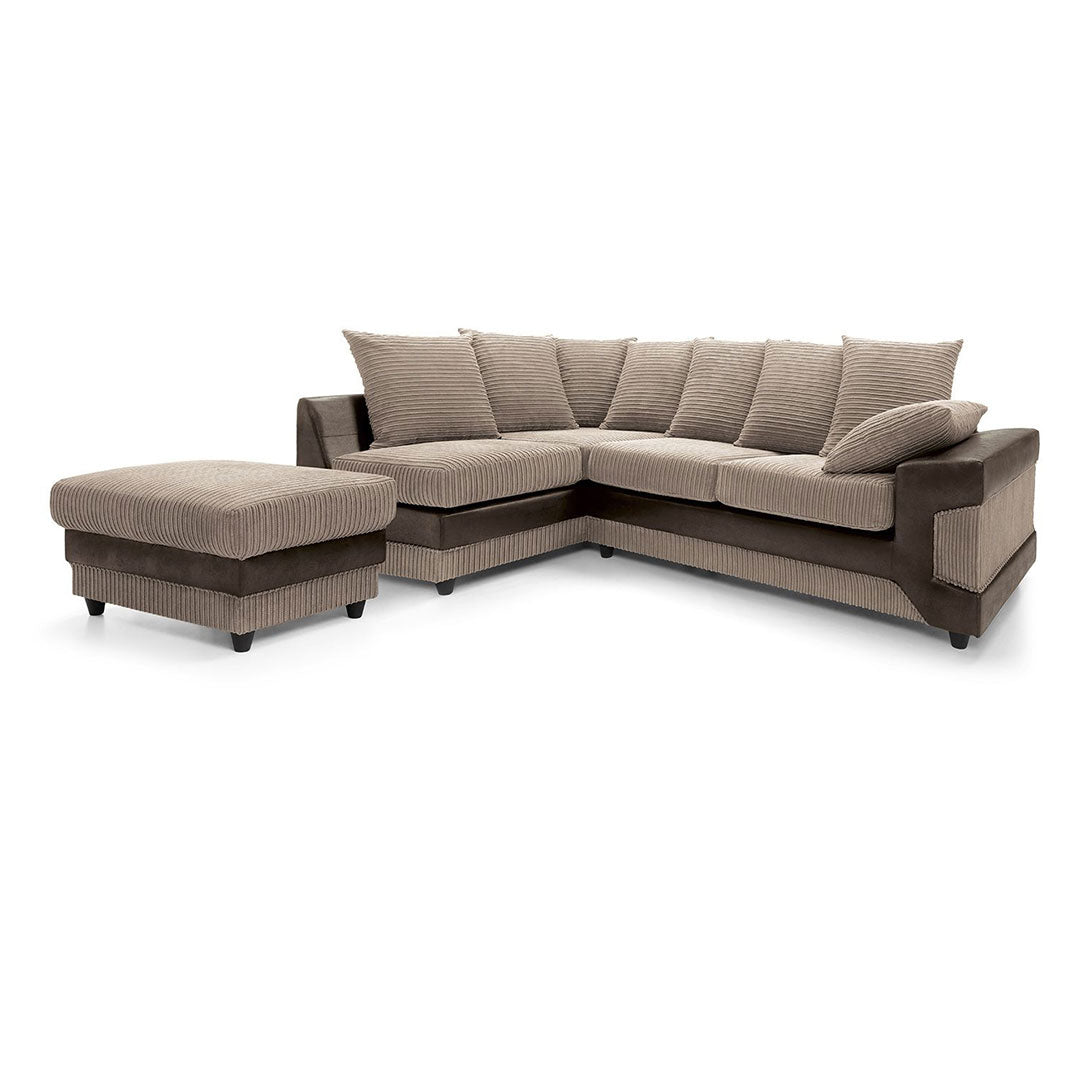 Amazing Sofas NEW LARGE DINO CORNER SOFA JUMBO CORD BEIGE BROWN LEFT OR RIGHT () LTD