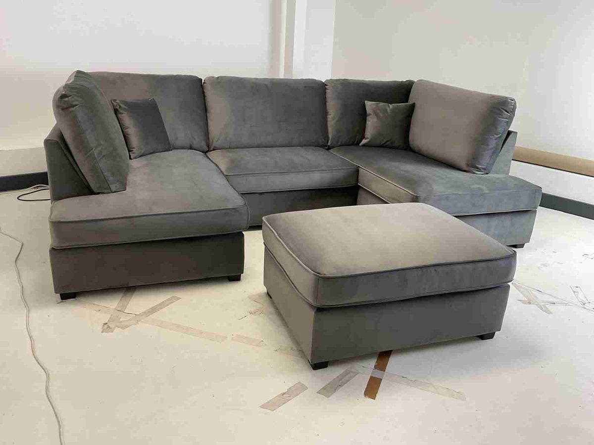 Carnaby Cinema U Shape Corner Sofa Grey | Large Family Sofa UK