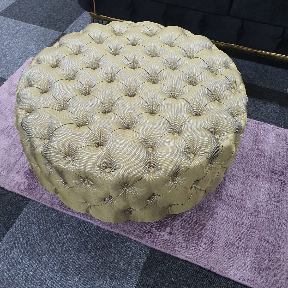 Chesterfield Style Round Golden Footstool () LTD