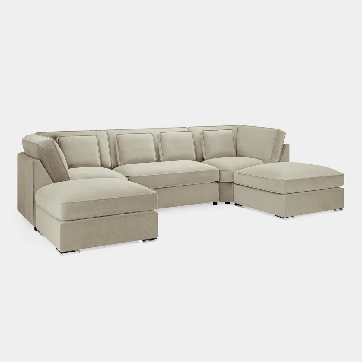 Belgravia Sofa Beige U Shape Corner – Luxury Fabric Corner Sofa UK