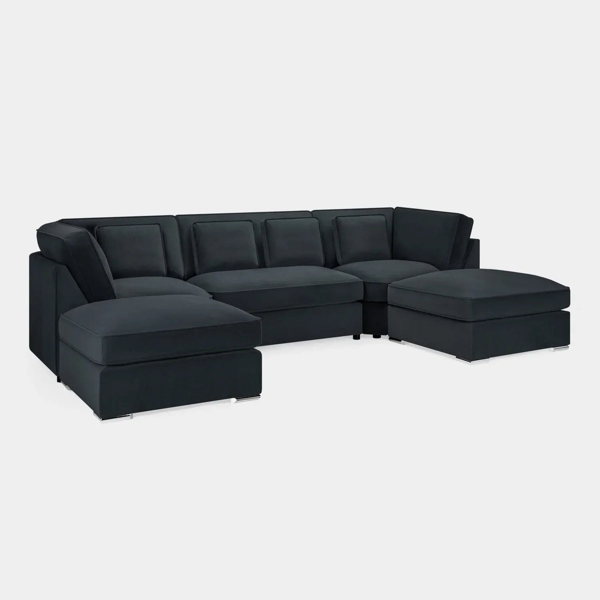 Beatrix Slate U Shape Corner Sofa – Luxury Velvet Fabric Corner Sofa UK