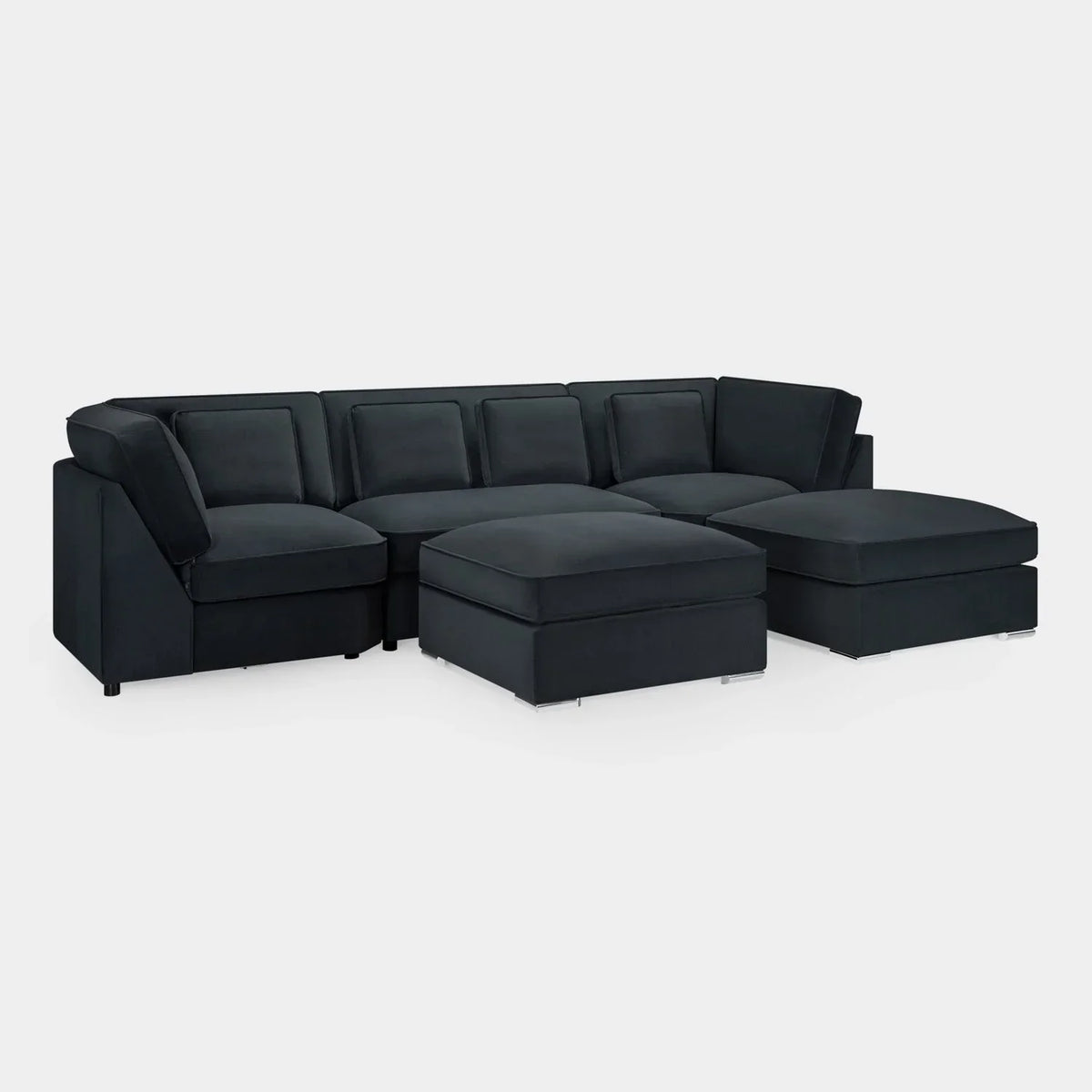 Beatrix Slate U Shape Corner Sofa – Luxury Velvet Fabric Corner Sofa UK