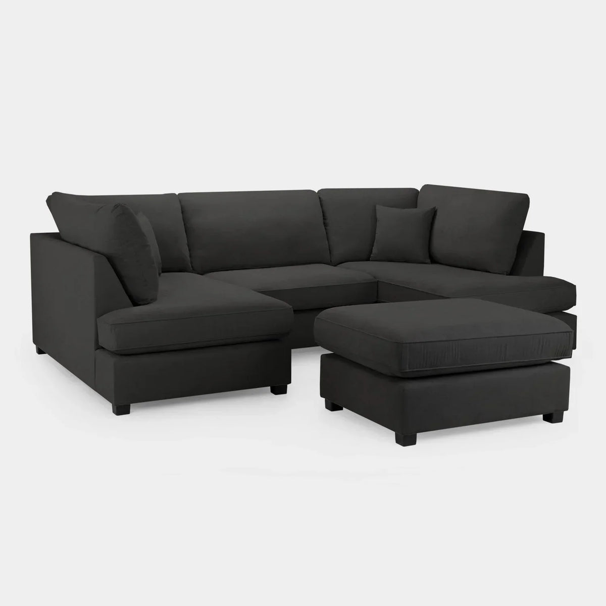 Aspen Black U Shape Corner Sofa – Modern Fabric Family Sofa UK