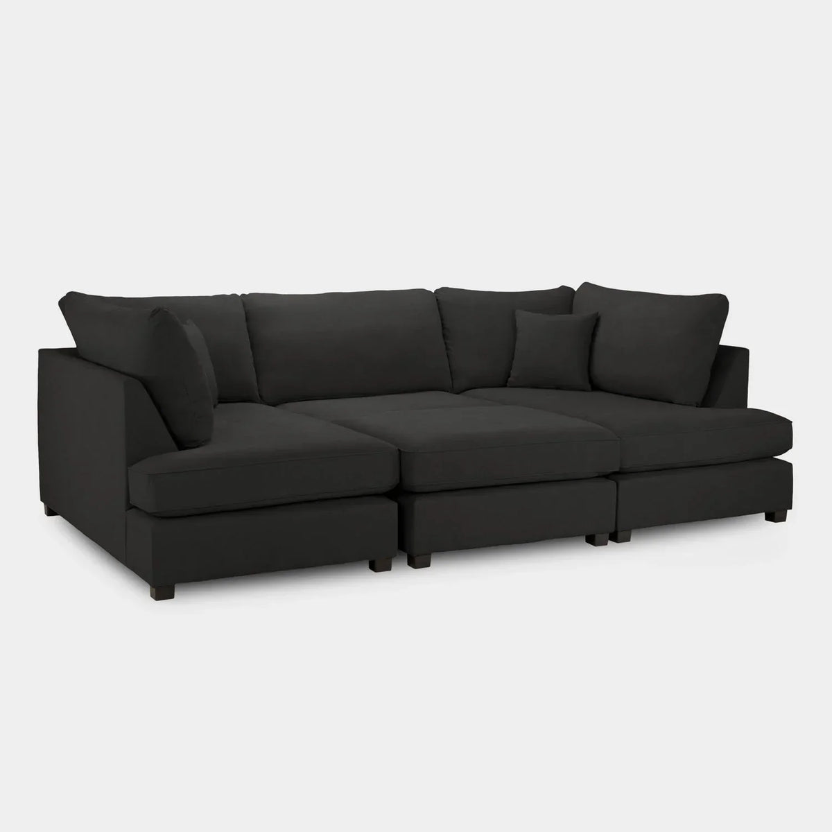 Aspen Black U Shape Corner Sofa – Modern Fabric Family Sofa UK