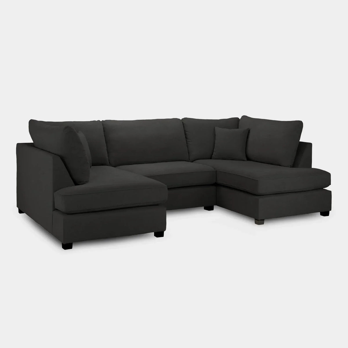 Aspen Black U Shape Corner Sofa – Modern Fabric Family Sofa UK