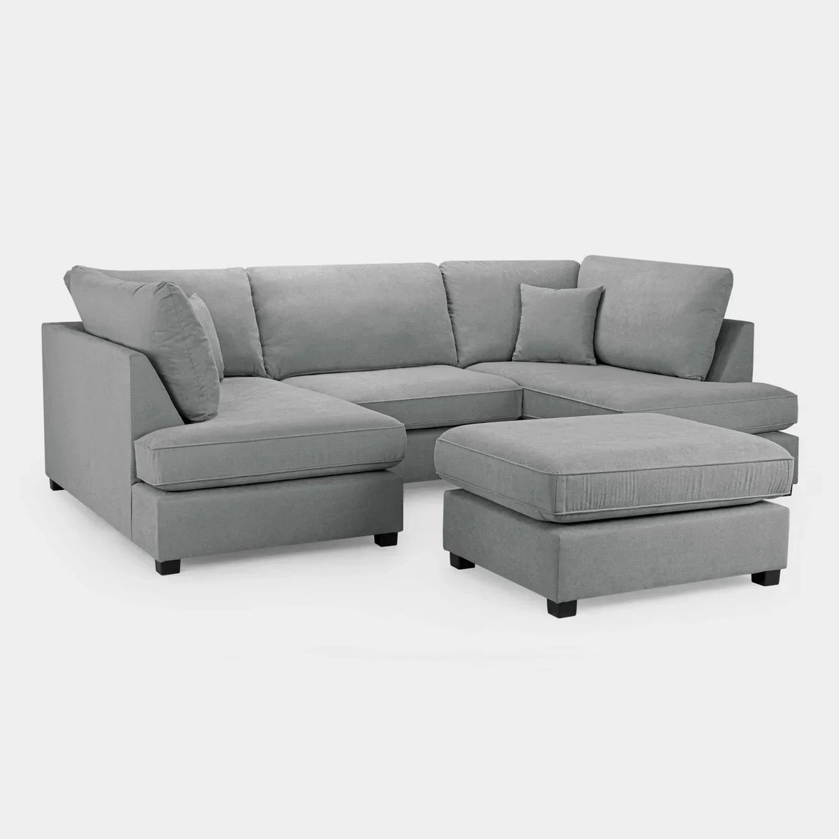 Aspen Light Grey U Shape Corner Sofa – Modern Fabric Family Sofa UK