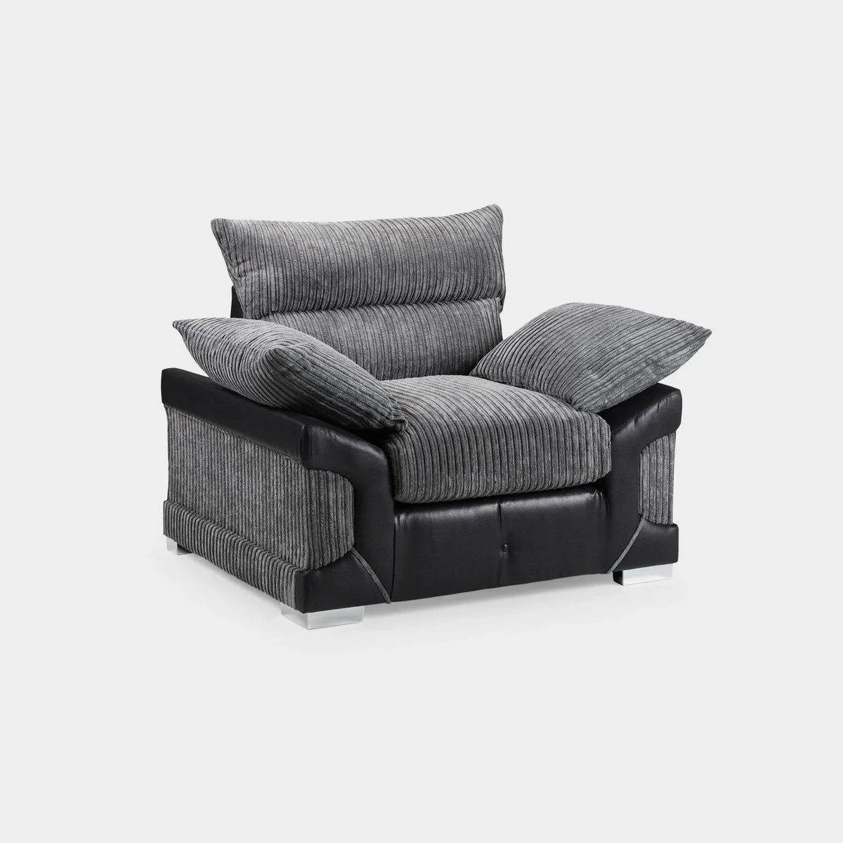 Naples Jumbo Cord Armchair UK – Luxury Grey Fabric Accent Chair for Modern Living Rooms