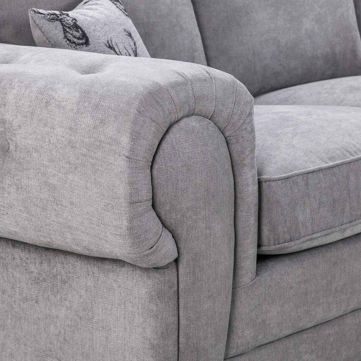 Verona Silver Corner Sofa – Luxury Chesterfield Fabric Corner Sofa UK