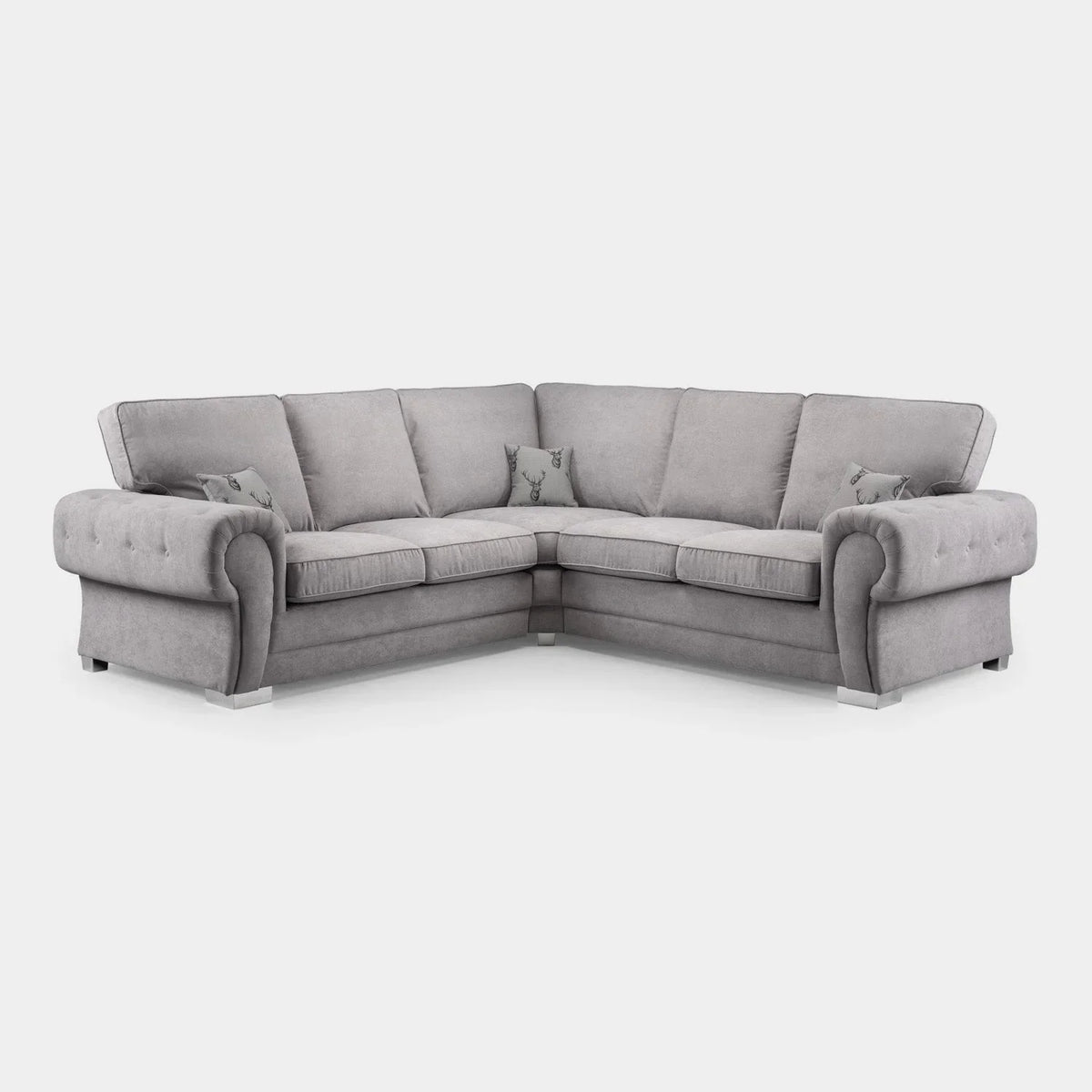 Verona Silver Corner Sofa – Luxury Chesterfield Fabric Corner Sofa UK
