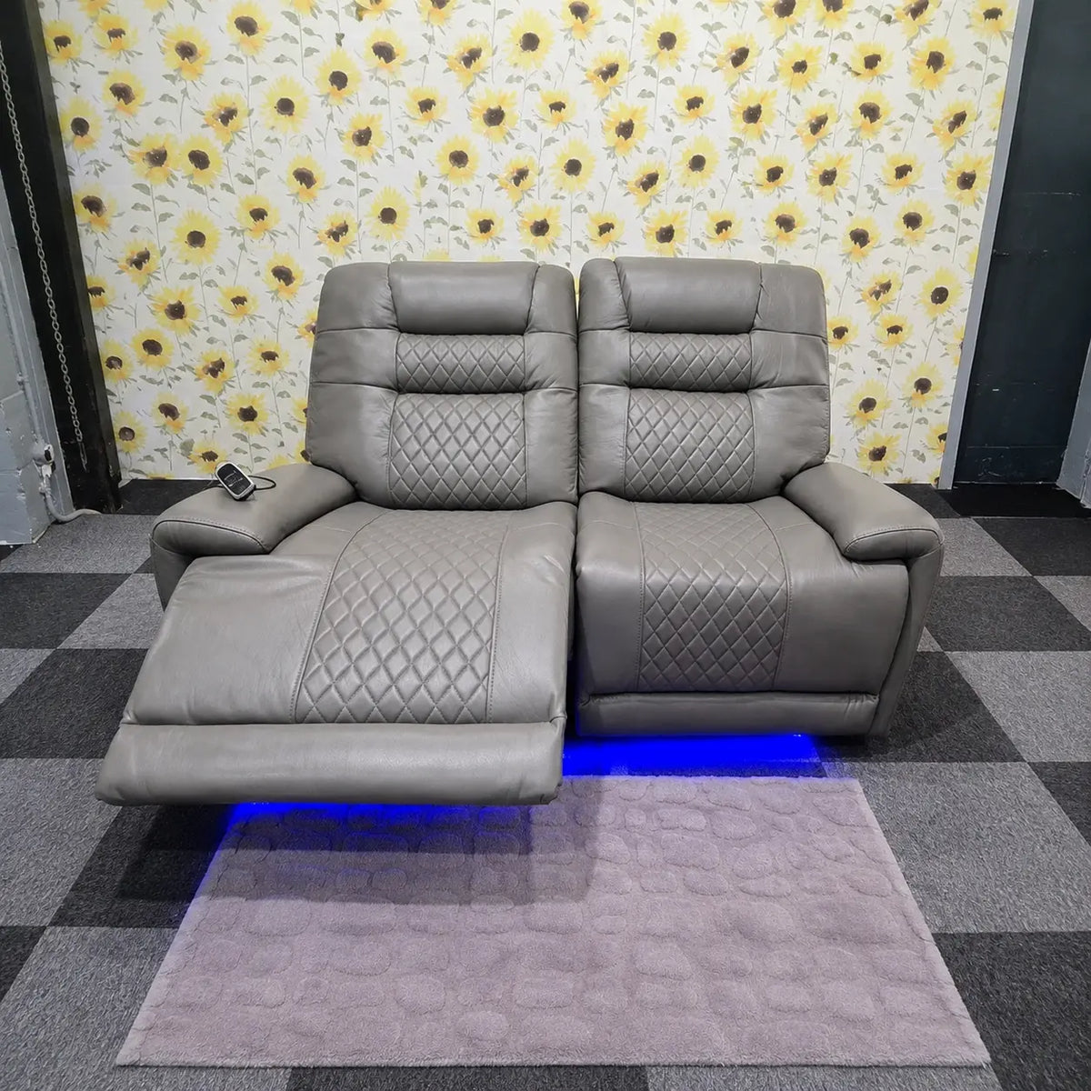 Halifax Electric Massage Recliners. Grey 3 & 2 Seater Set , USB, LED Lights