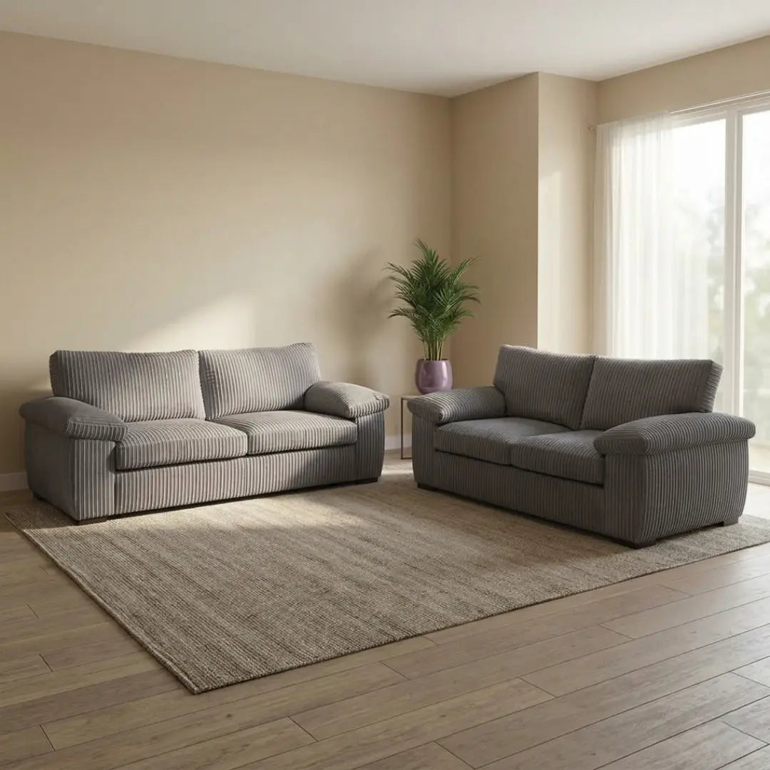 Oxford 3+2 Sofa Set in Grey Jumbo Cord