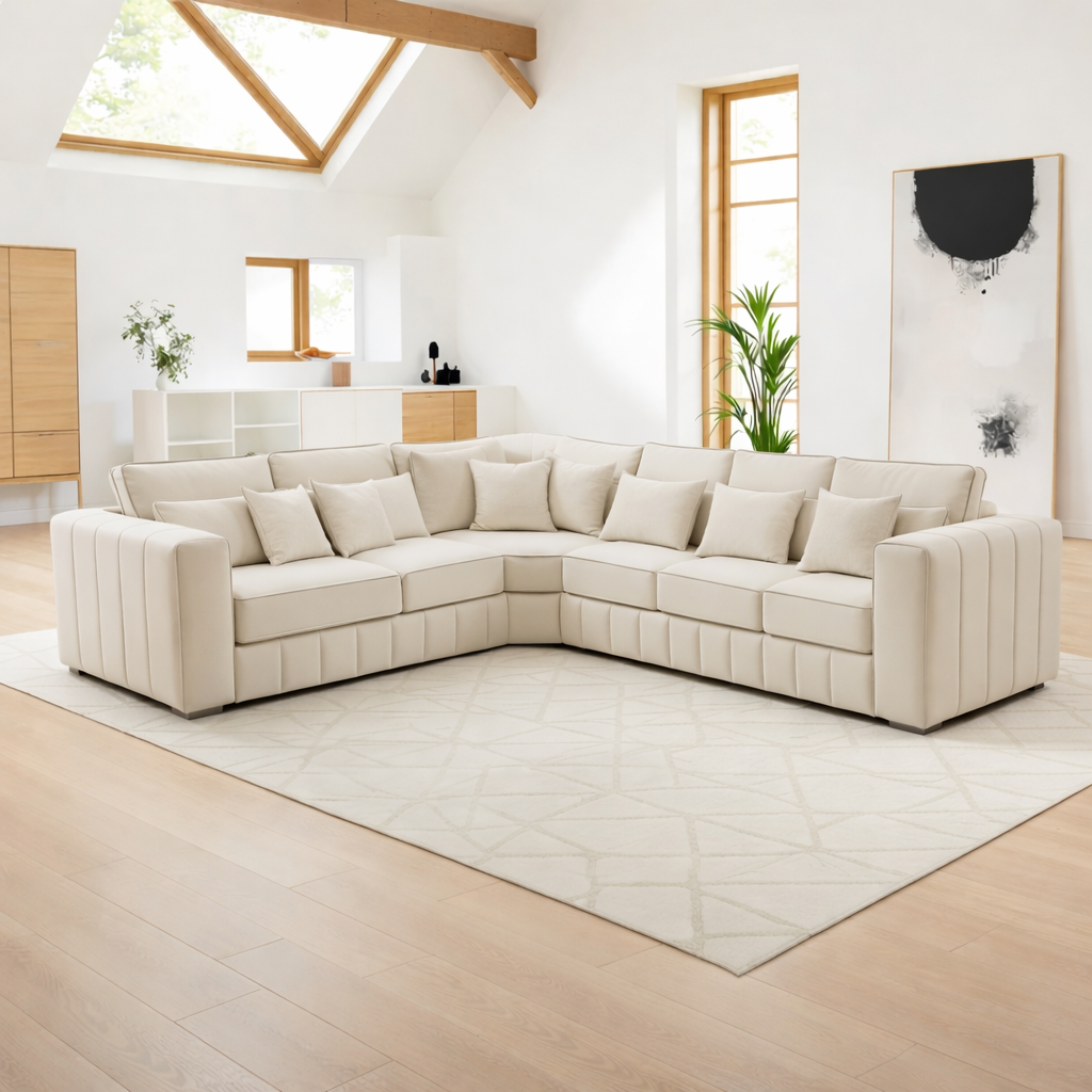 Lilly 5 Seater Corner Sofa – Cream