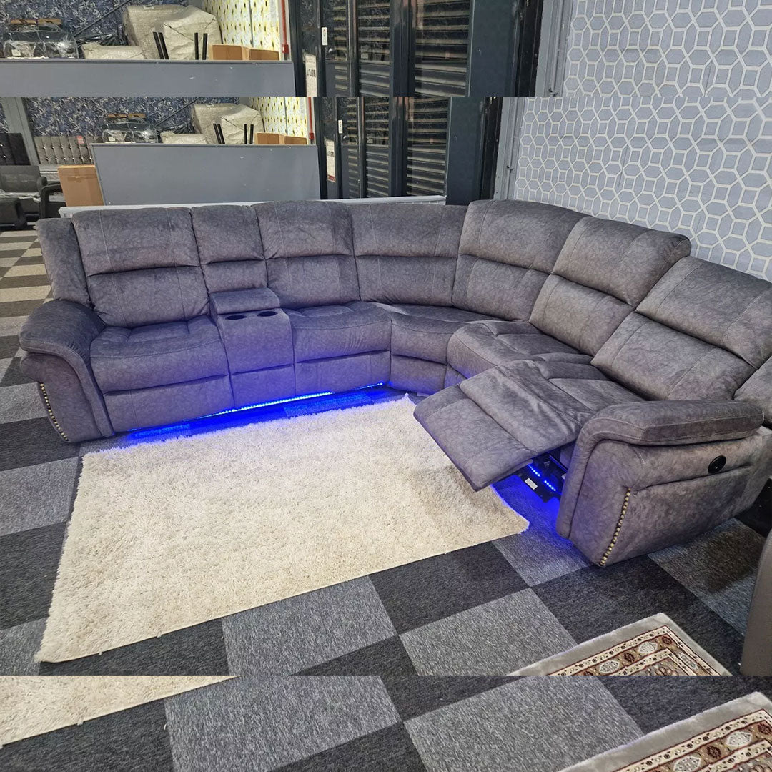 Berlin Electric Recliner Corner Sofa Micro Fibre Fabric