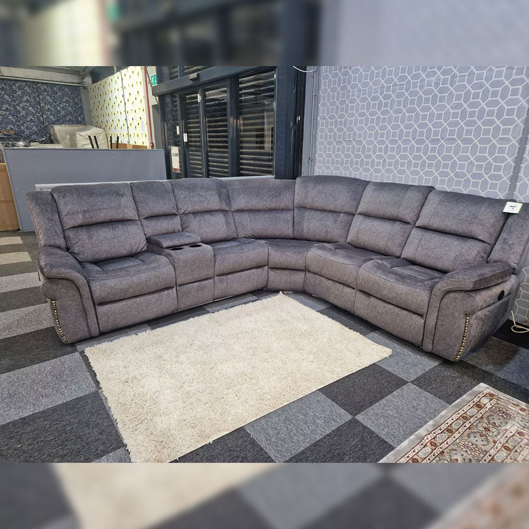 Berlin Electric Recliner Corner Sofa Micro Fibre Fabric