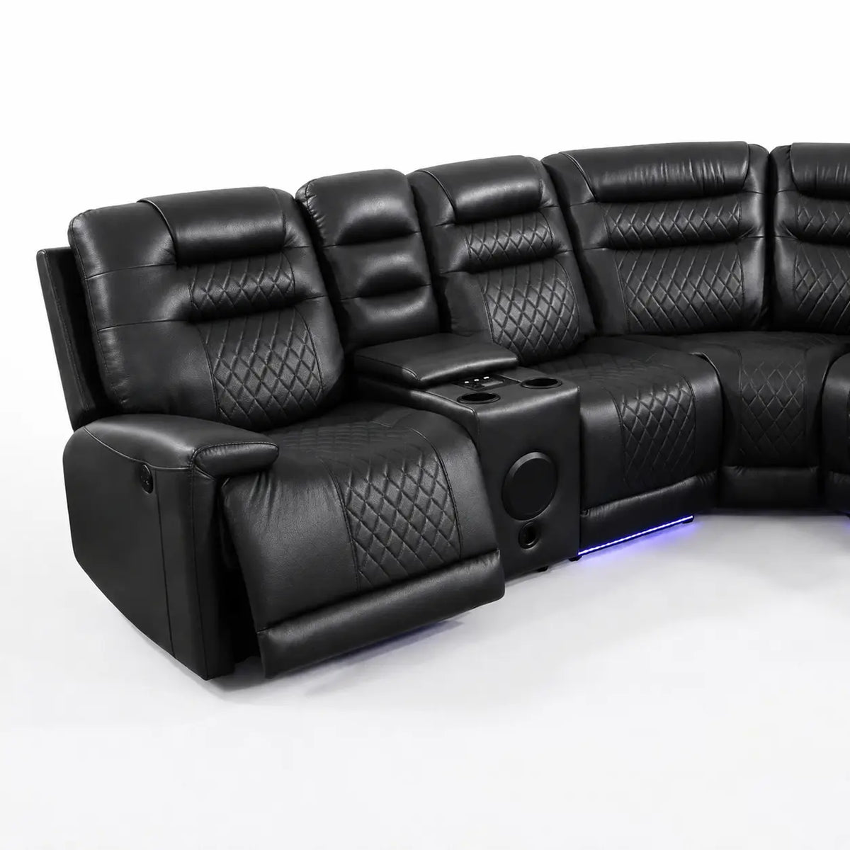 Halifax Music Leather Electric Recliner Corner Sofa - Black, Grey or Brown