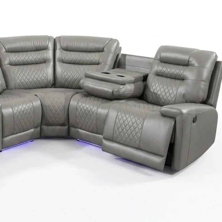 Halifax Music Leather Electric Recliner Corner Sofa - Black, Grey or Brown