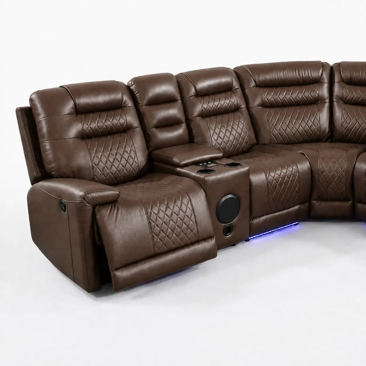 Halifax Music Leather Electric Recliner Corner Sofa - Black, Grey or Brown
