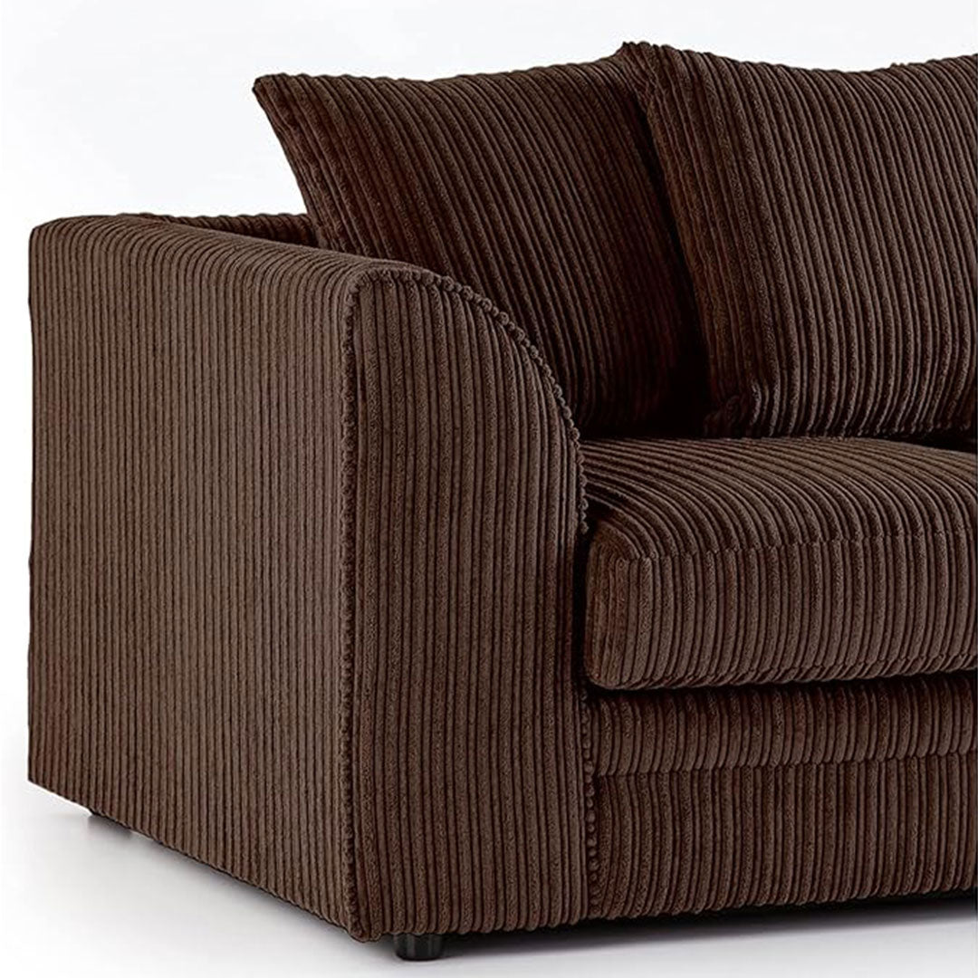 Luxor Fabric Corner Sofa Black | Soft Jumbo Cord 3-4 Seater Corner Sofa () LTD