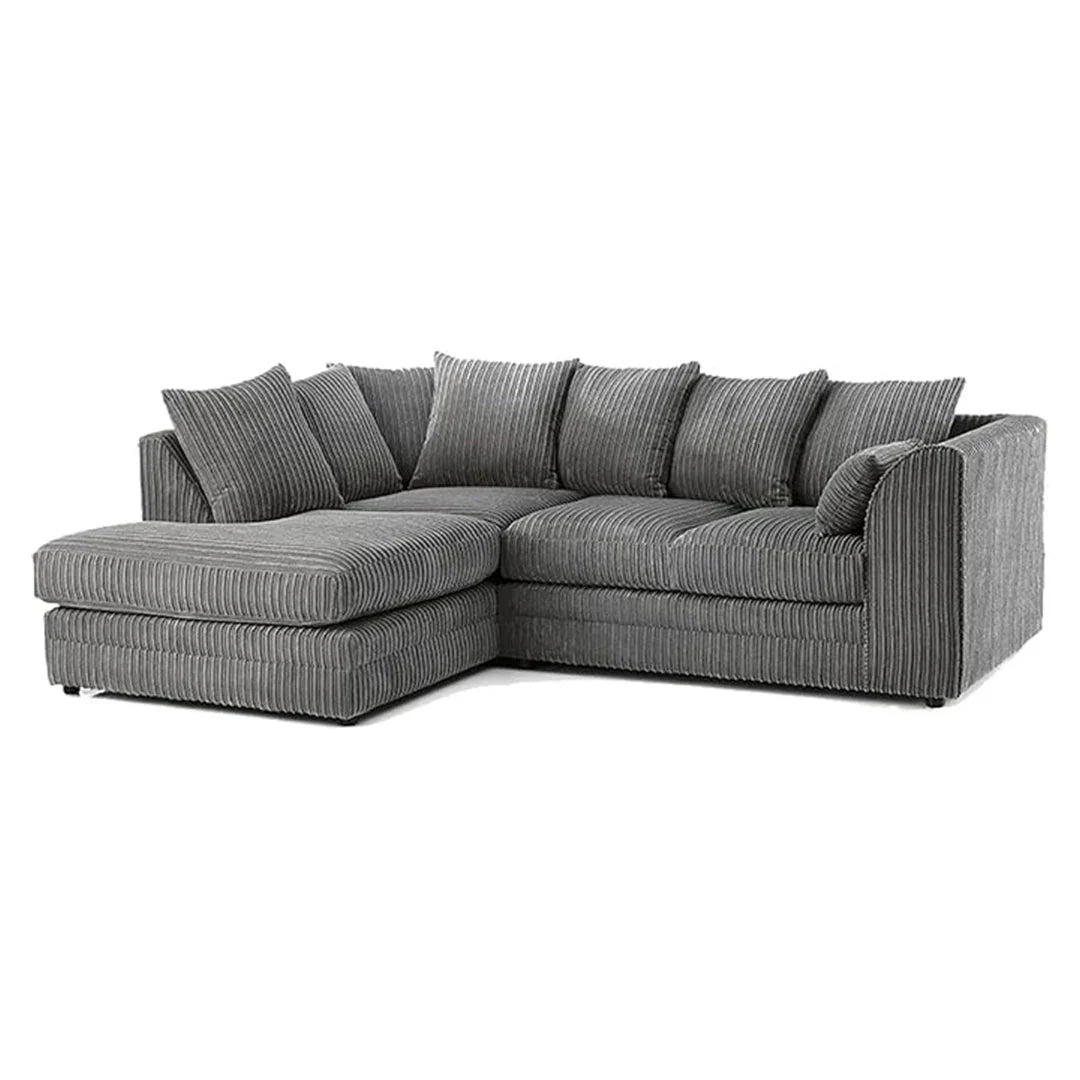 Luxor Fabric Corner Sofa Coffee | Soft Jumbo Cord 3-4 Seater () LTD