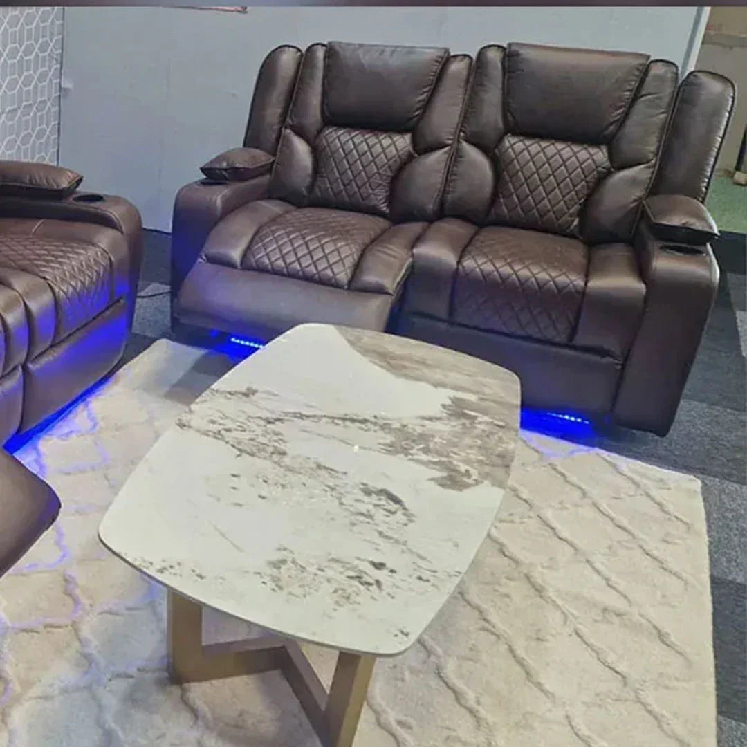 Orlando Electric Recliners 3+2 Seater Leather Sofa (Black, Grey) /LED LIGHTS/WIRELESS CHARGER