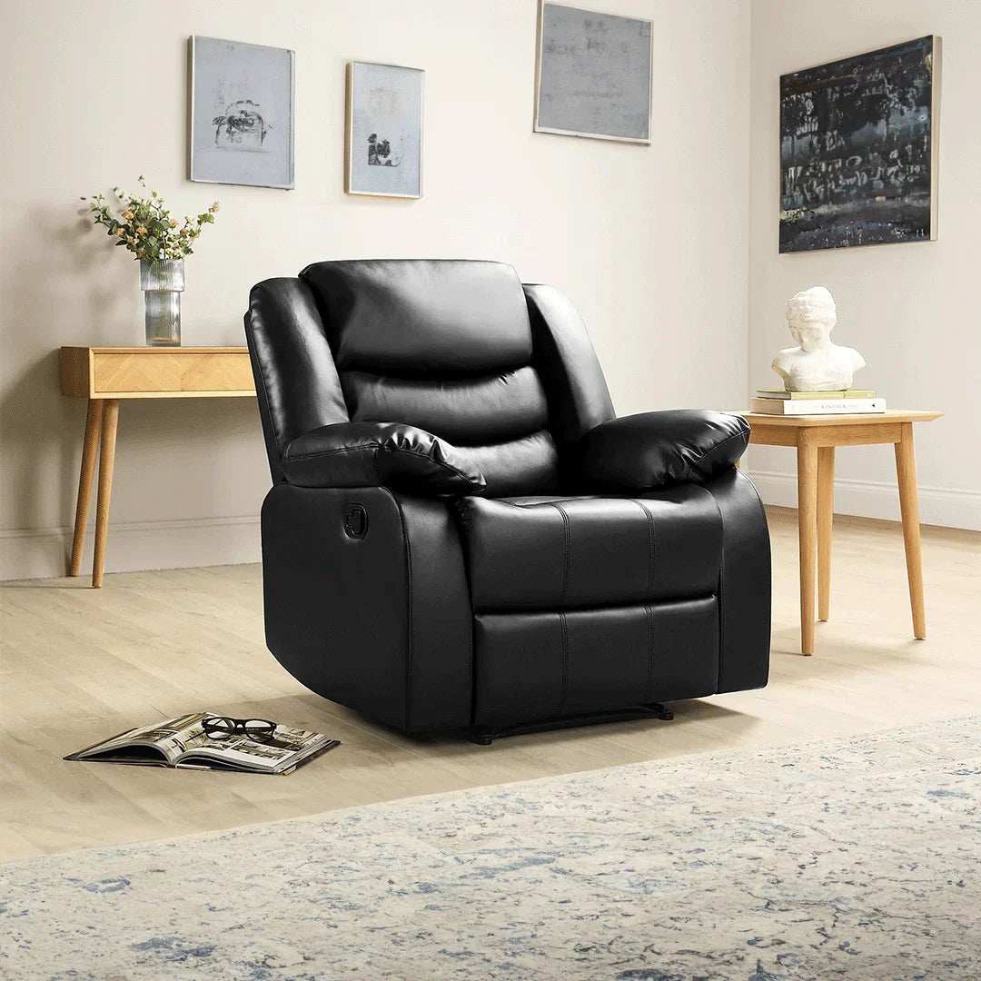 Roma Series 2 Armchair Recliner Black Faux Leather