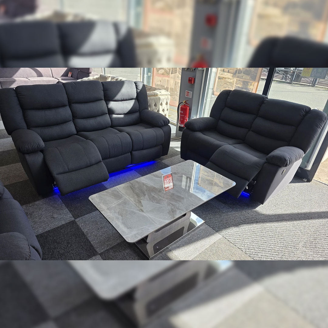 ROMA 3+2 RECLINER FABRIC SOFA – Grey