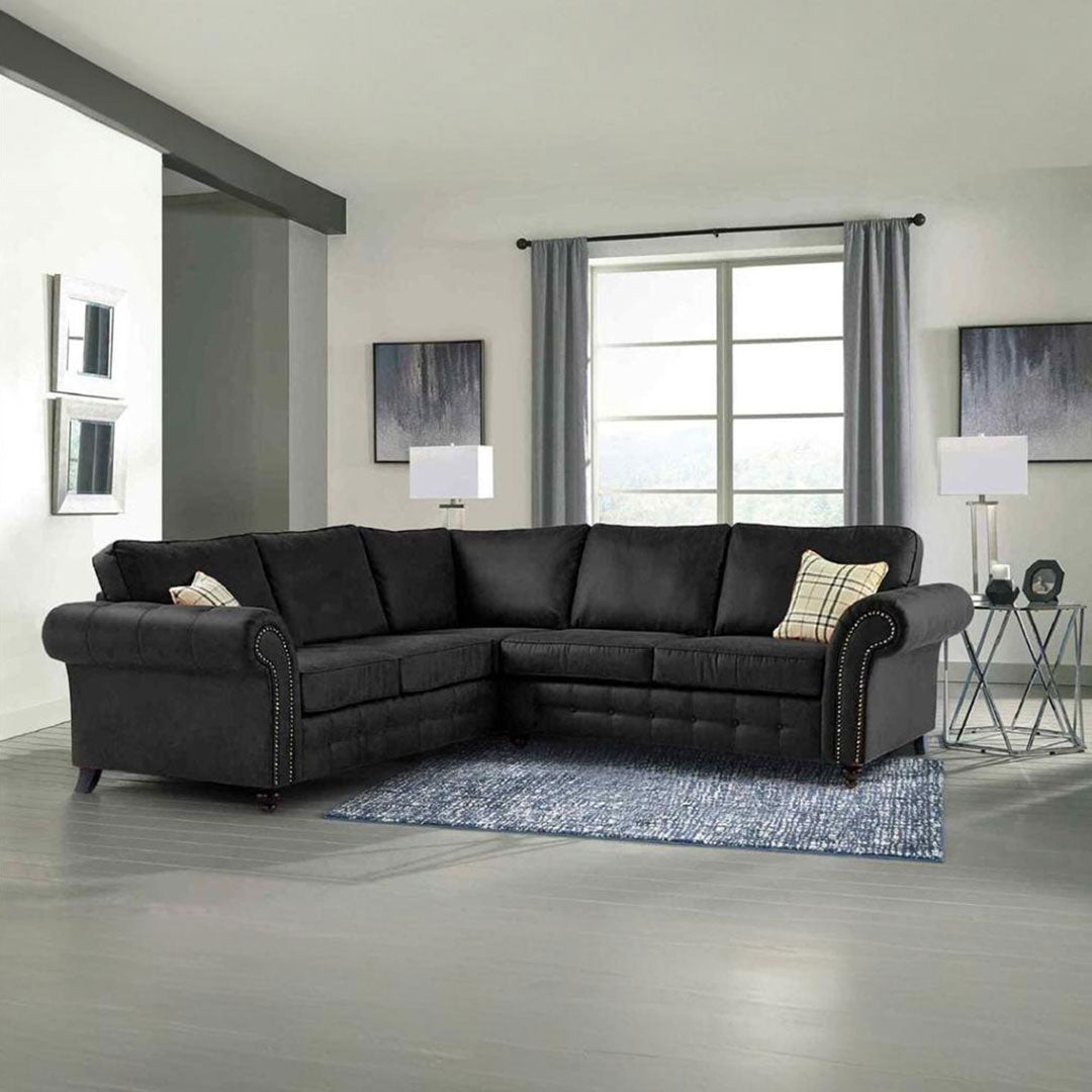 Oakland Leather Corner Sofa Black