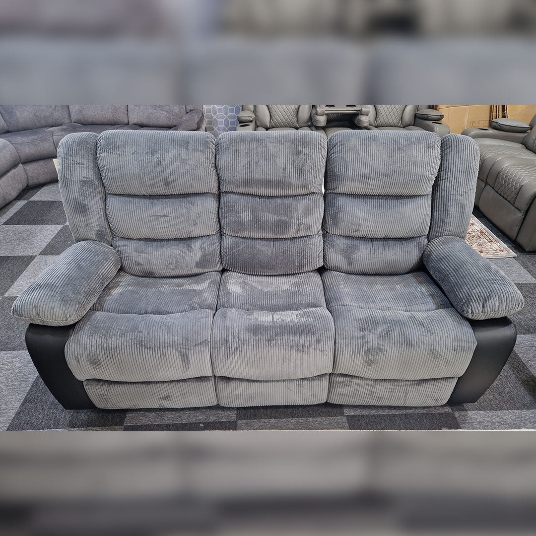 Rio Jumbo cord 3+2 recliner in black and grey