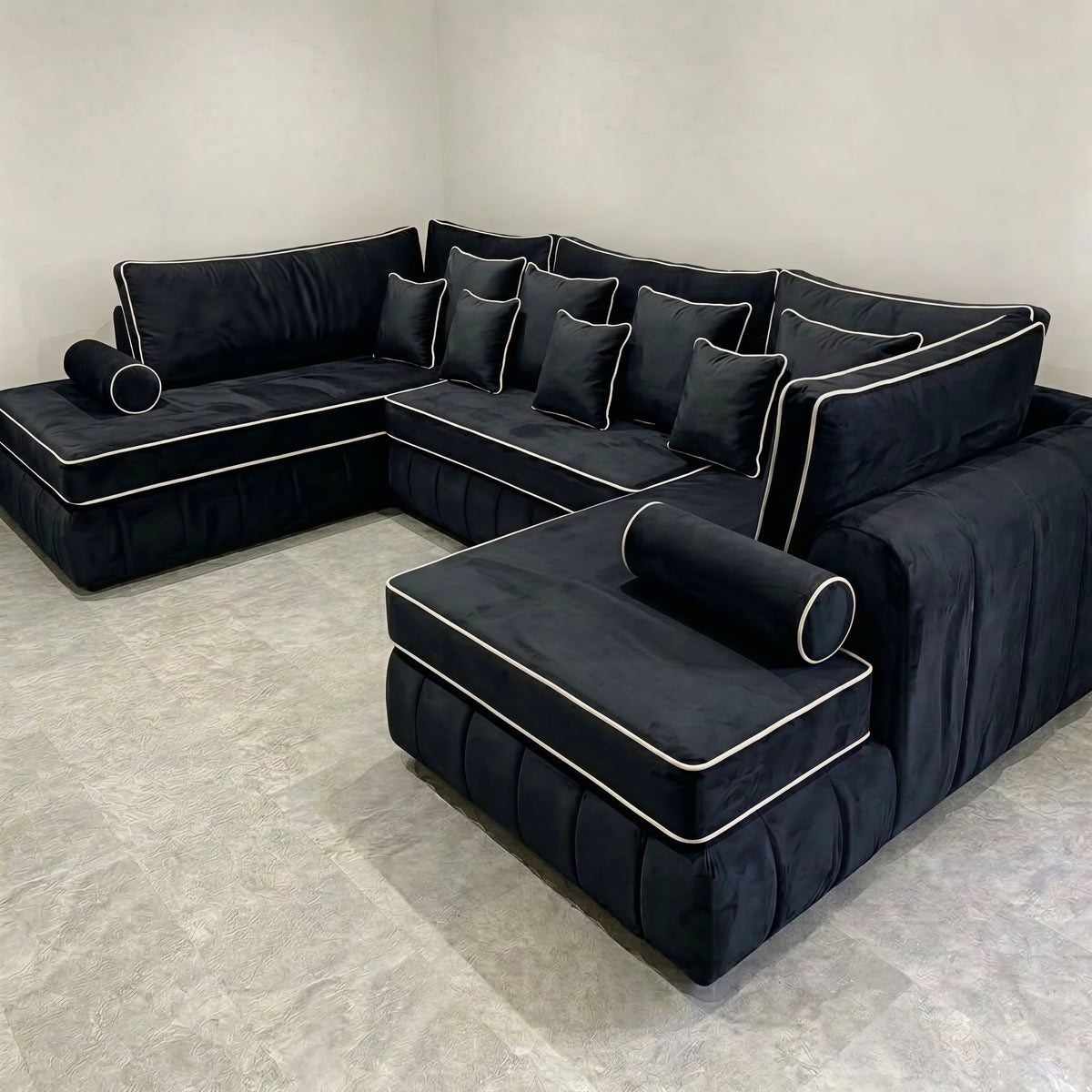 Lilly U-Shape Sofa with PremiumHandcrafted Piping | Luxury Fabric Corner Sofa UK