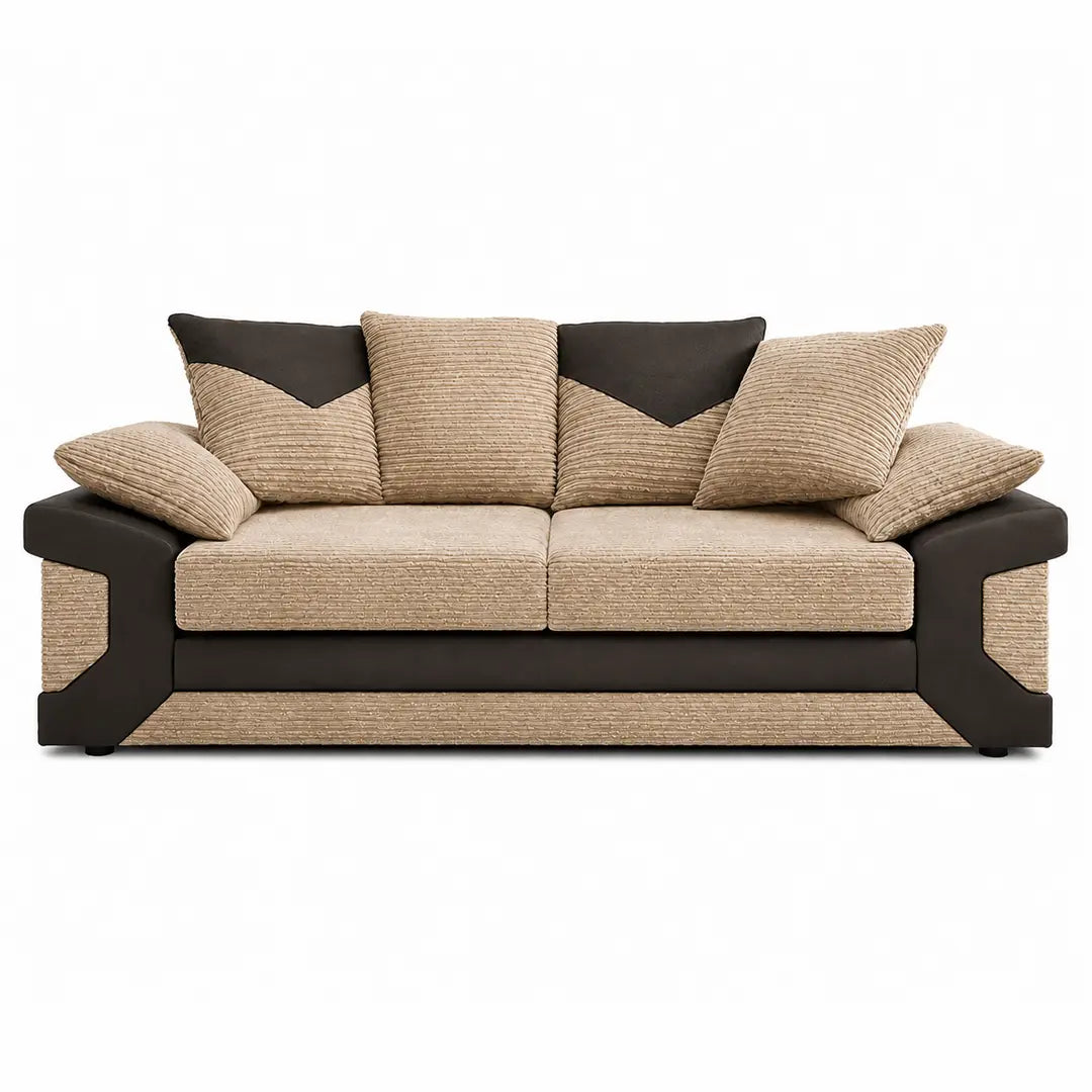 Sleepkings Dino 3 Seater 2 Seater Upholstered Combination Fabric Black Grey (Black & Grey, 3+2 Seater Set)