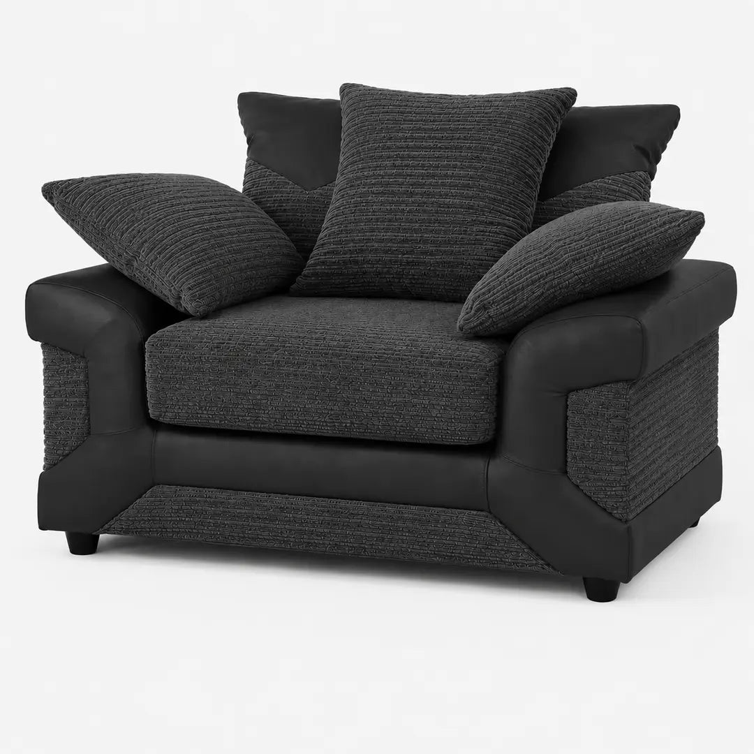 Sleepkings Dino 3 Seater 2 Seater Upholstered Combination Fabric Black Grey (Black & Grey, 3+2 Seater Set)