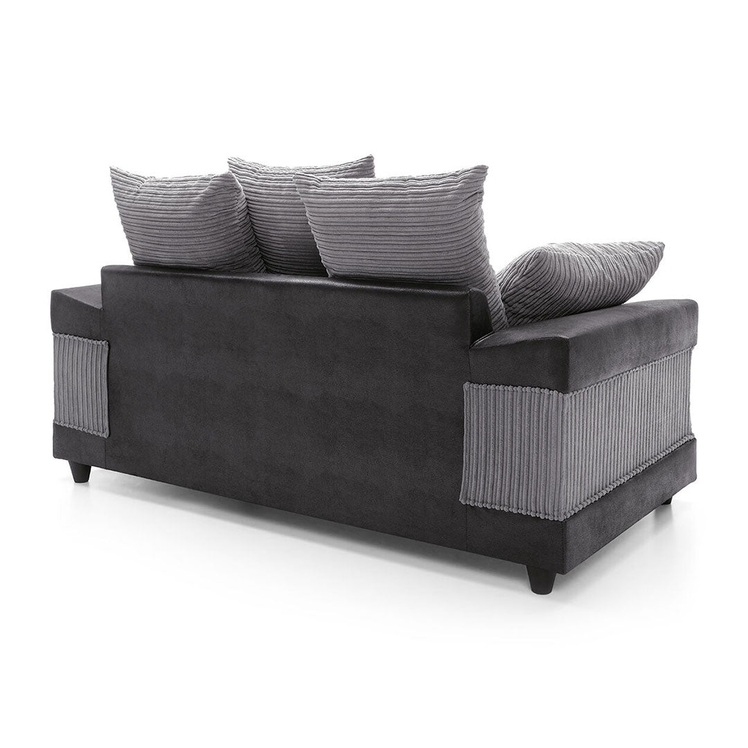 Sleepkings Dino 3 Seater 2 Seater Upholstered Combination Fabric Black Grey (Black & Grey, 3+2 Seater Set)