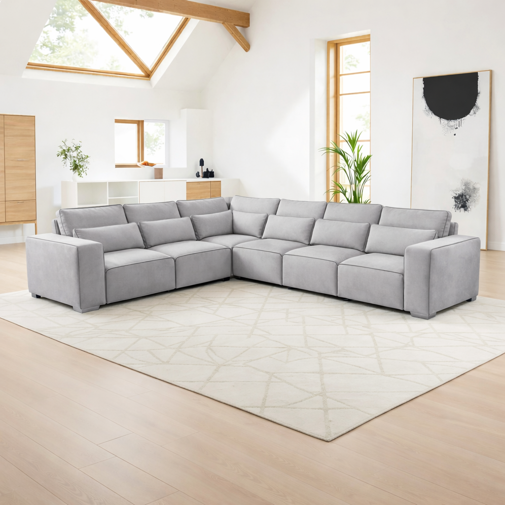 7 Seater Corner Sofa | Sloane Fabric L Shaped Sofa