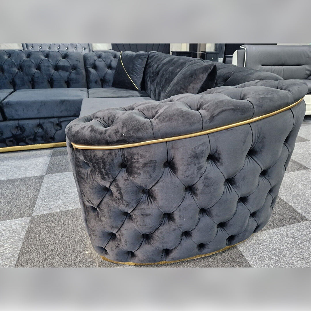 Toronto Chesterfield Corner Sofa Black & Gold () LTD