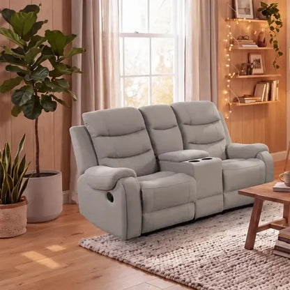 Phoenix Fabric Manual Recliner 3+2 Seater Sofa Set with Cup Holders – Grey
