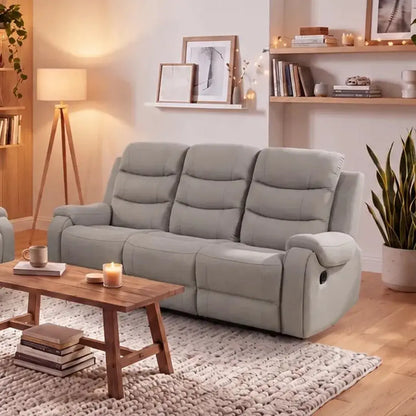 Phoenix Fabric Manual Recliner 3+2 Seater Sofa Set with Cup Holders – Grey