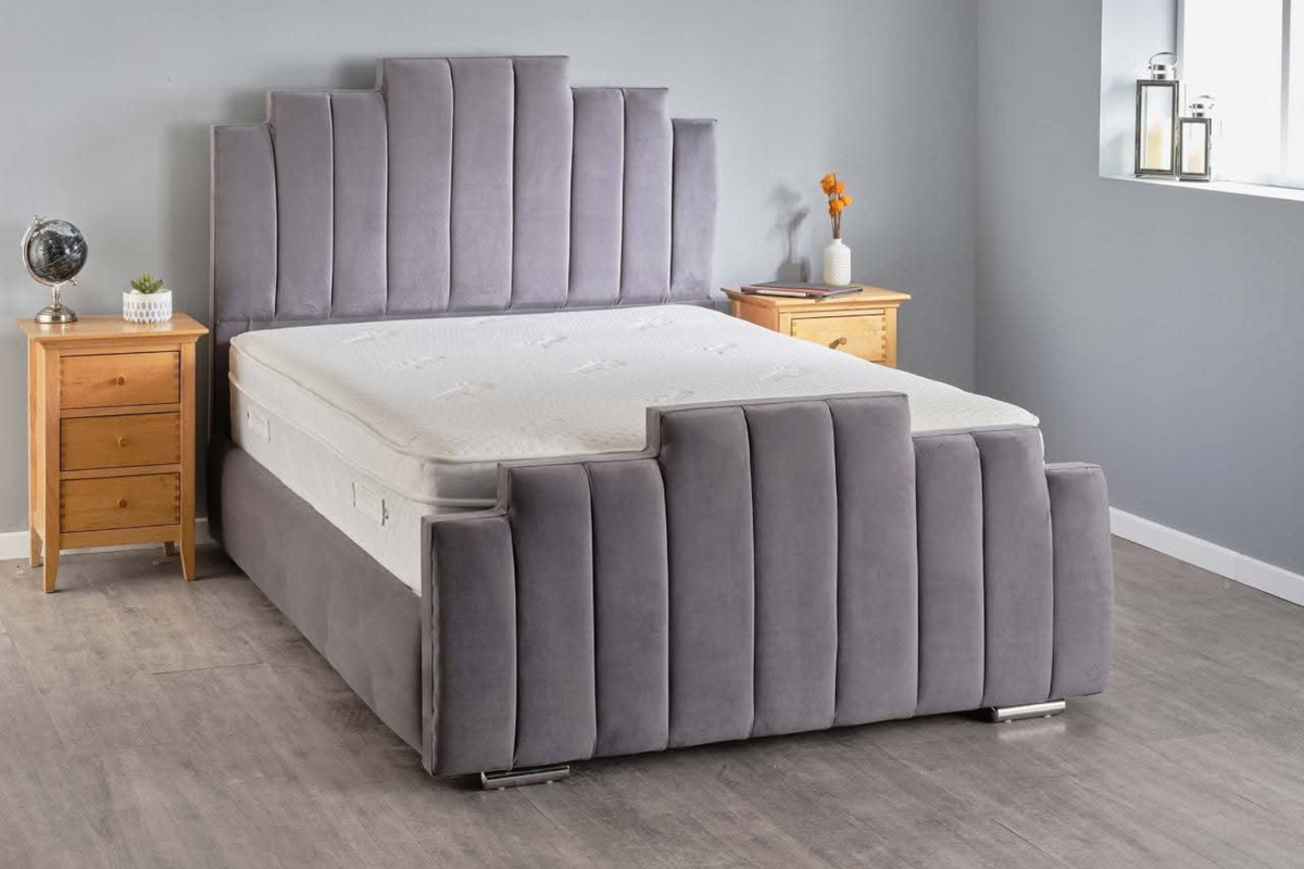 Luxury Velvet Panel Bed Frame UK – Premium Upholstered Bed with Mattress Options