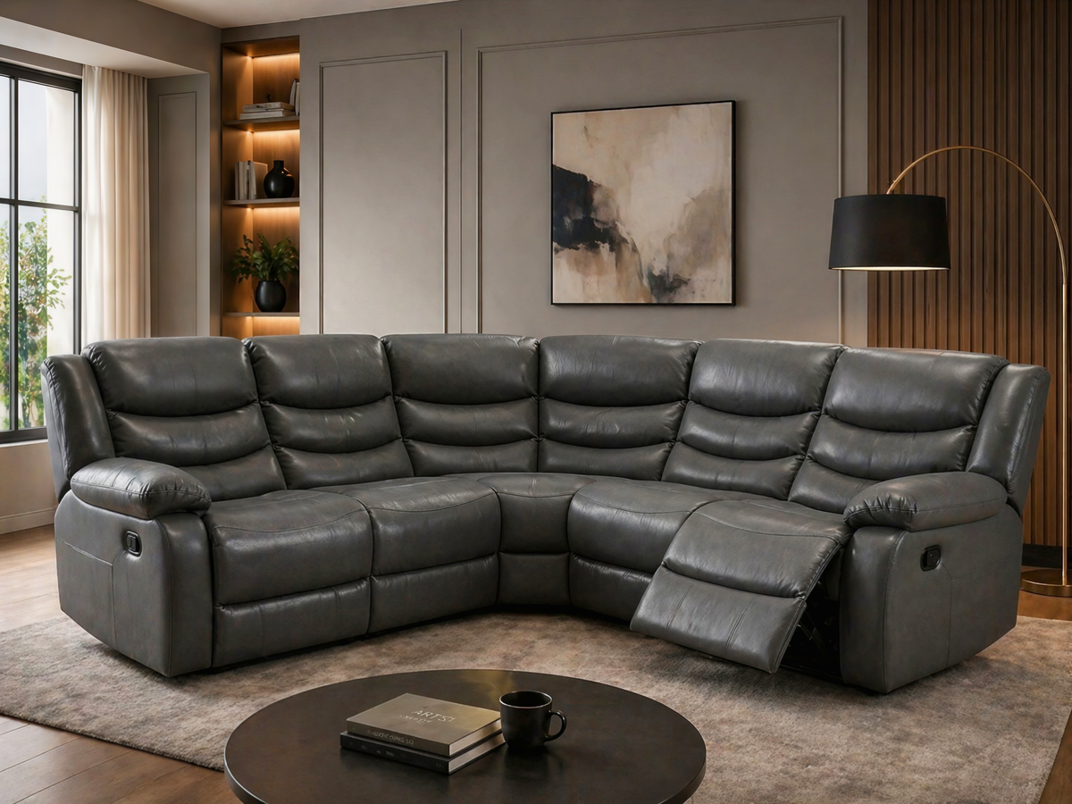 Luxury Recliner Sofa UK – 3+2, Corner & 5 Seater Options | Black, Grey & Brown | Cash on Delivery