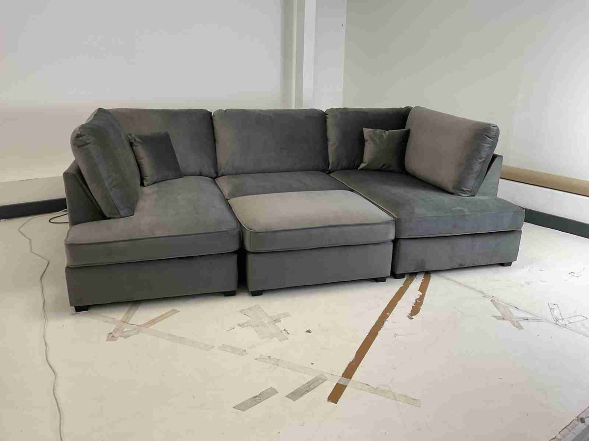 Carnaby Cinema U Shape Corner Sofa Grey | Large Family Sofa UK